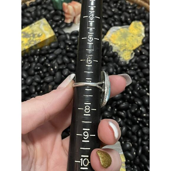 Southwest Sterling Silver Kenny Ray Signed Turquoise Ring~Blue Oval Size 7 - Picture 8 of 8